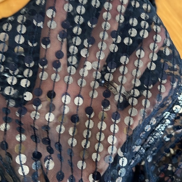 Sheer Navy Blue Whimsagoth Fairy Dress W/ Silver Sequins All Over Size Small - Picture 6 of 6